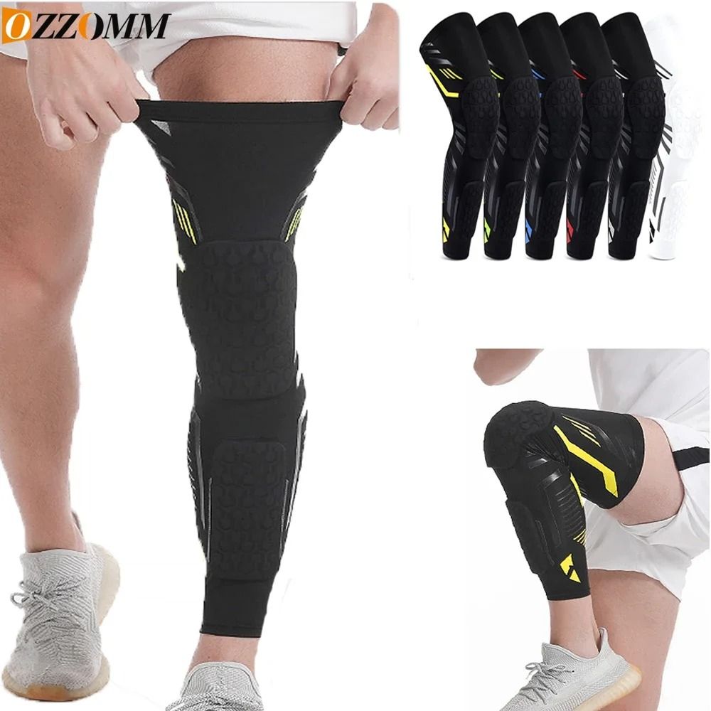 Padded Knee Compression Sleeve Long Leg Calf Support for Sports and Injury Protection