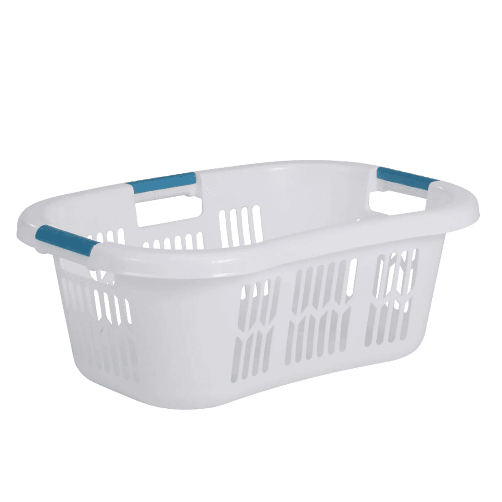 Rubbermaid Bushel Hip Hugger Laundry Basket, White Plastic, Portable & Comfortable for Home Use