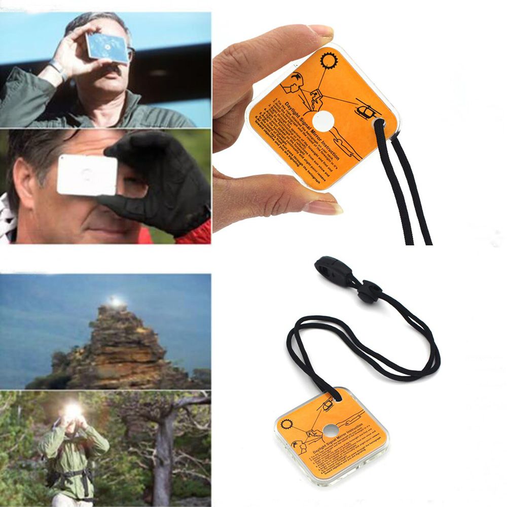 Emergency Signal Mirror, Survival Reflective Mirror for Outdoor Adventures, Hiking, Camping & Daylight Rescue