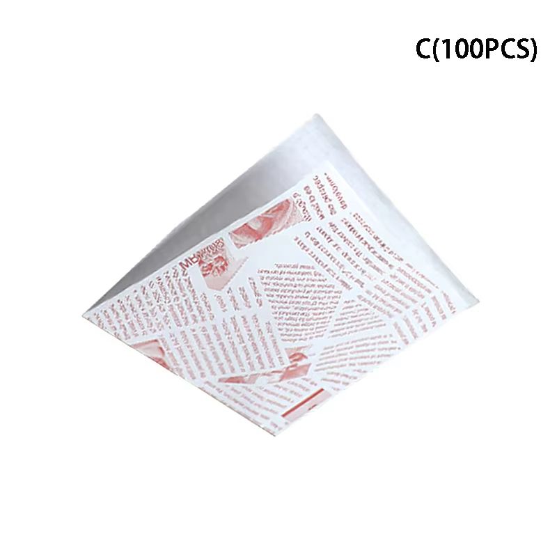 100Pcs Kraft Paper Sandwich Wrap - Disposable Oil-Proof Triangle Food Packing BagS