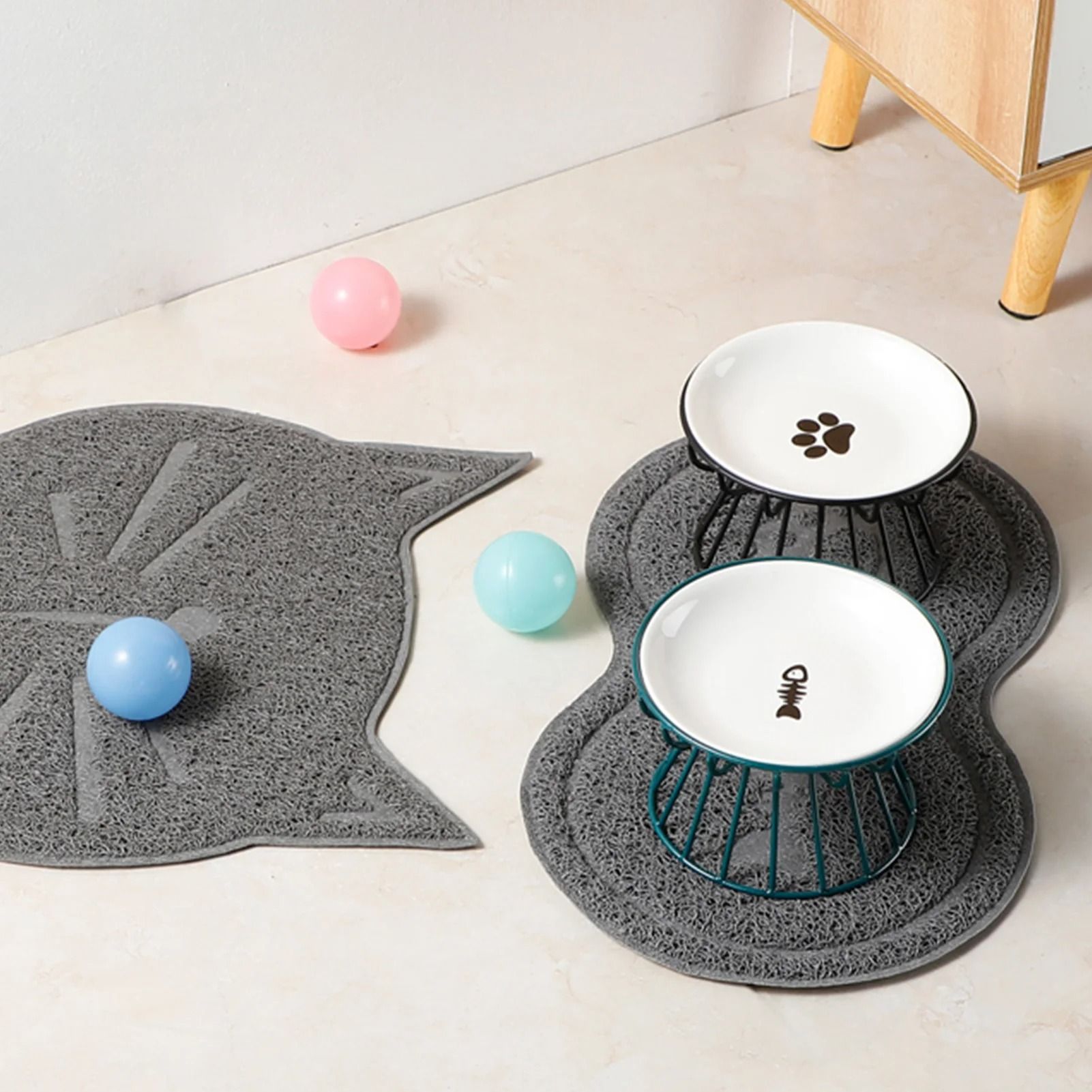 Ceramic Cat Food Bowl With Optional Raised Iron Stand