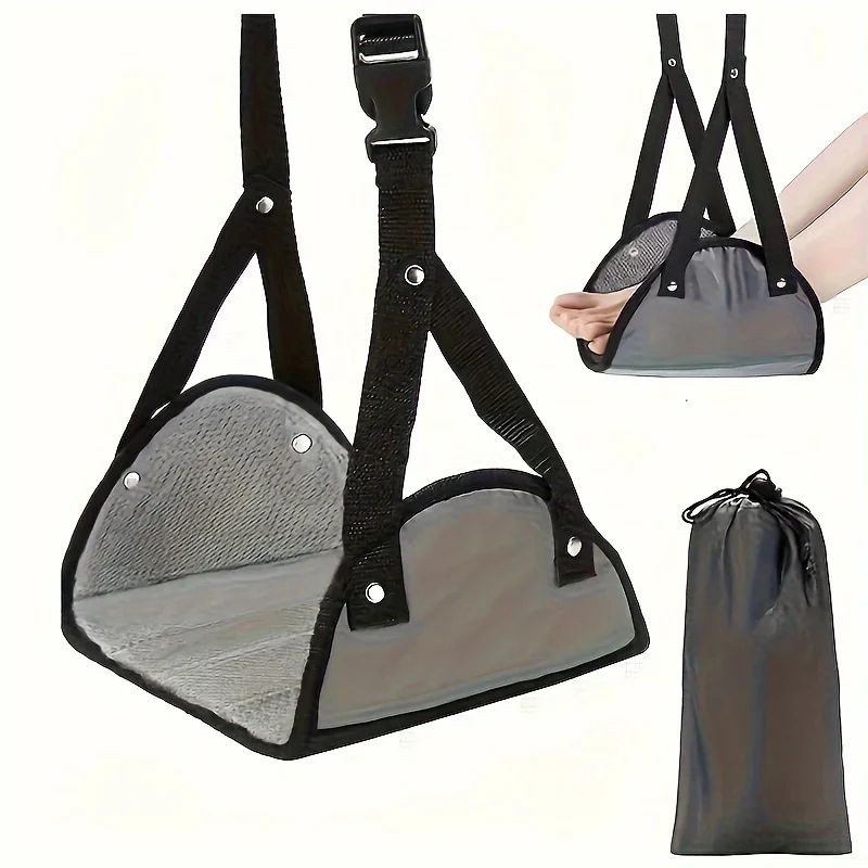 Adjustable Travel Foot Hammock for Airplane & Office Comfort