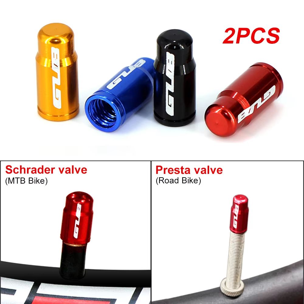 2-Piece bicycle valve caps CNC Aluminum Dustproof Covers for Presta and Schrader
