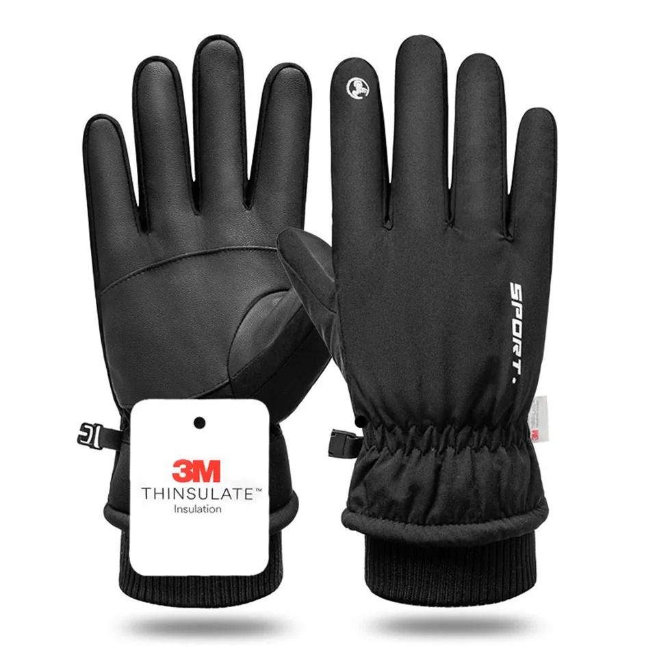 Mens Winter Waterproof Cycling Gloves Windproof Fleece Touch Screen Warm Full Finger