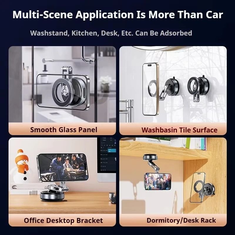 X53 Magnetic Folding Phone Mount – 360° Rotating Vacuum Suction Mag Stand – Universal Navigation & Streaming Hub