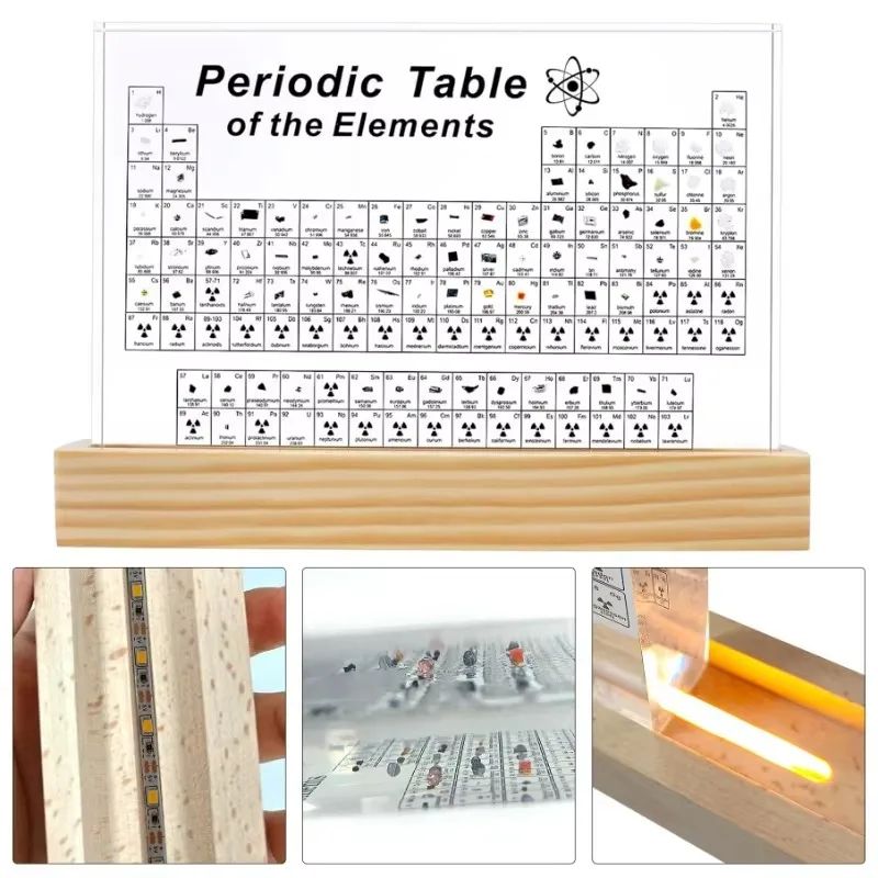 Acrylic Periodic Table Display – 3D Mendeleev Elements Desk Decor Science Figurine