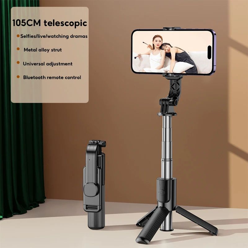MoZhao Anti-Shake Bluetooth Selfie Stick Tripod with Remote & Adjustable Overhead Phone Mount