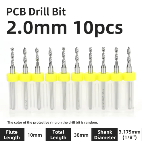TOOLEYE Micro PCB Drill Bit Set – 10pcs Precision CNC Drills (0.1–3.175mm, 1/8 Shank)