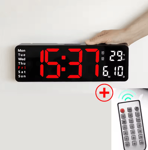 Smart LED Digital Wall Clock Silent Modern Display with Temperature & Calendar