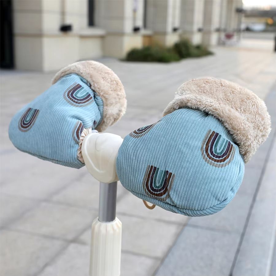 Windproof Infant Stroller Gloves Children's Outdoor Winter Mittens Cartoon Printed Hands Warmer Scooter Accessory