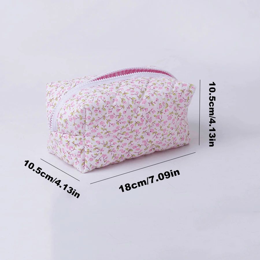 Floral Quilted Makeup Bag Travel Organizer Pouch