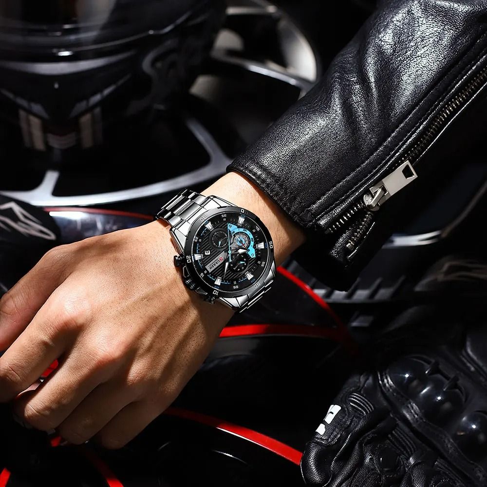 Curren Stainless Steel Mens Watch with Luminous Chronograph Dial