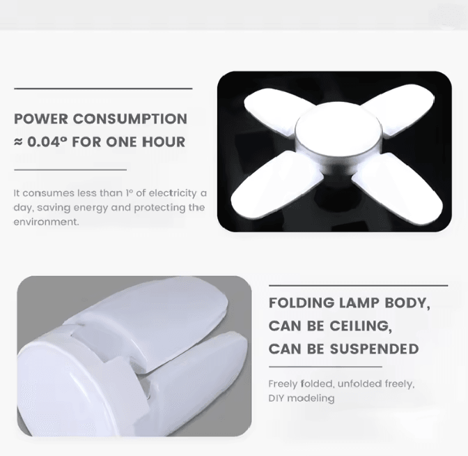 Foldable LED Garage Ceiling Light Bulb