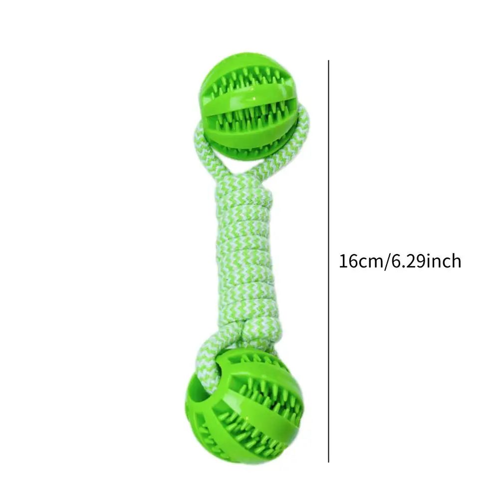 Interactive Dog Rope Toy Double Ball Treat Dispensing Chew Toy