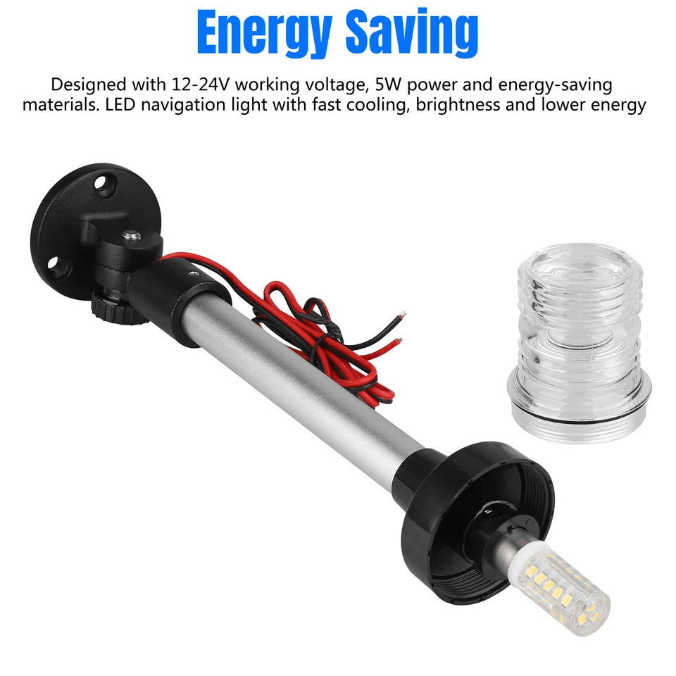 LED Navigation Light Anchor Stern Pole Lamp Fold Down for Boat Yacht Pontoon