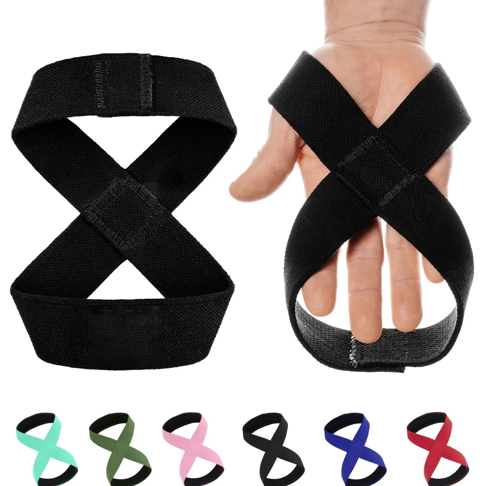 Padded Figure 8 Lifting Straps for Deadlift – Heavy Duty Wrist Support for Powerlifting, Pull Ups & Gym Training