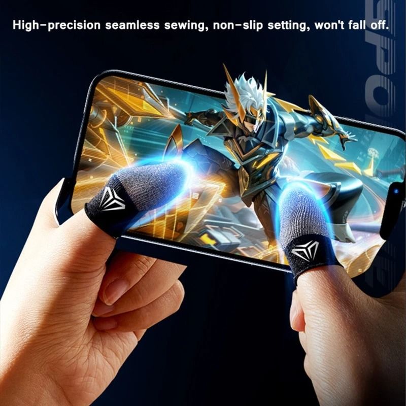 Mobile Game Fingertip Gloves Sweatproof Anti Slip Touch Screen Covers 2 Pack