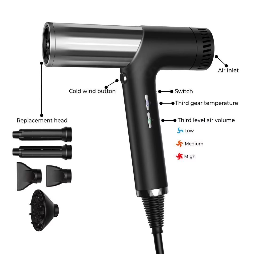 Noise Reducing Ionic Hair Dryer and Straightening Brush, Five-in-One High Power Fast Airflow