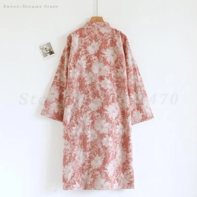 Women's Retro Jacquard Cotton Robe | Premium Kimono Cardigan & Breathable Loungewear System