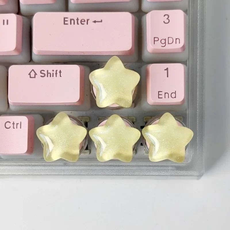 Cute Star Translucent Keycaps – 4-Unit Personalized Gift Set – High-Yield Peripheral Interaction Hub