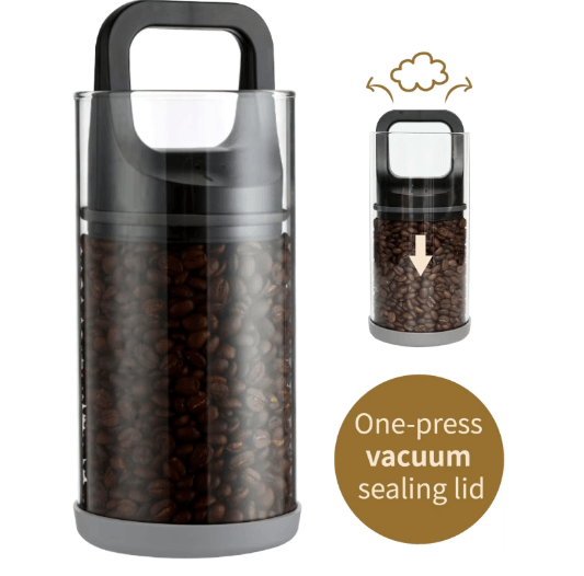 Premium Airtight Coffee Canister with Vacuum Seal Freshness-Lock Push Lid Coffee Bean Storage