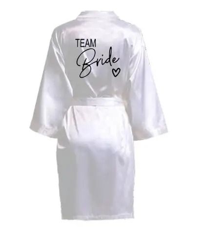 Women's Team Bride Satin Kimono Robe