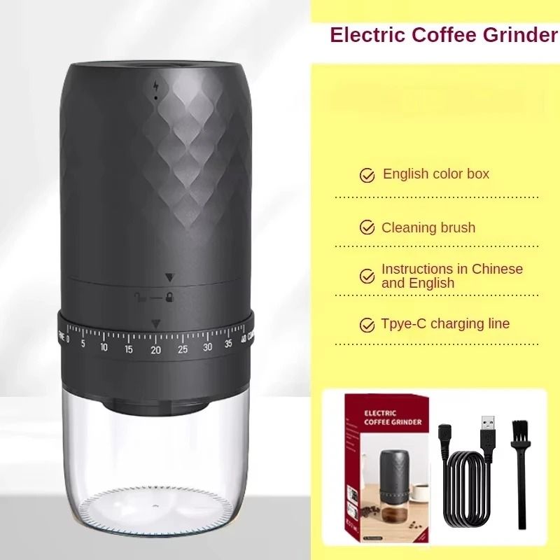 Electric Coffee Grinder with Adjustable 40 Gears and Rechargeable Battery