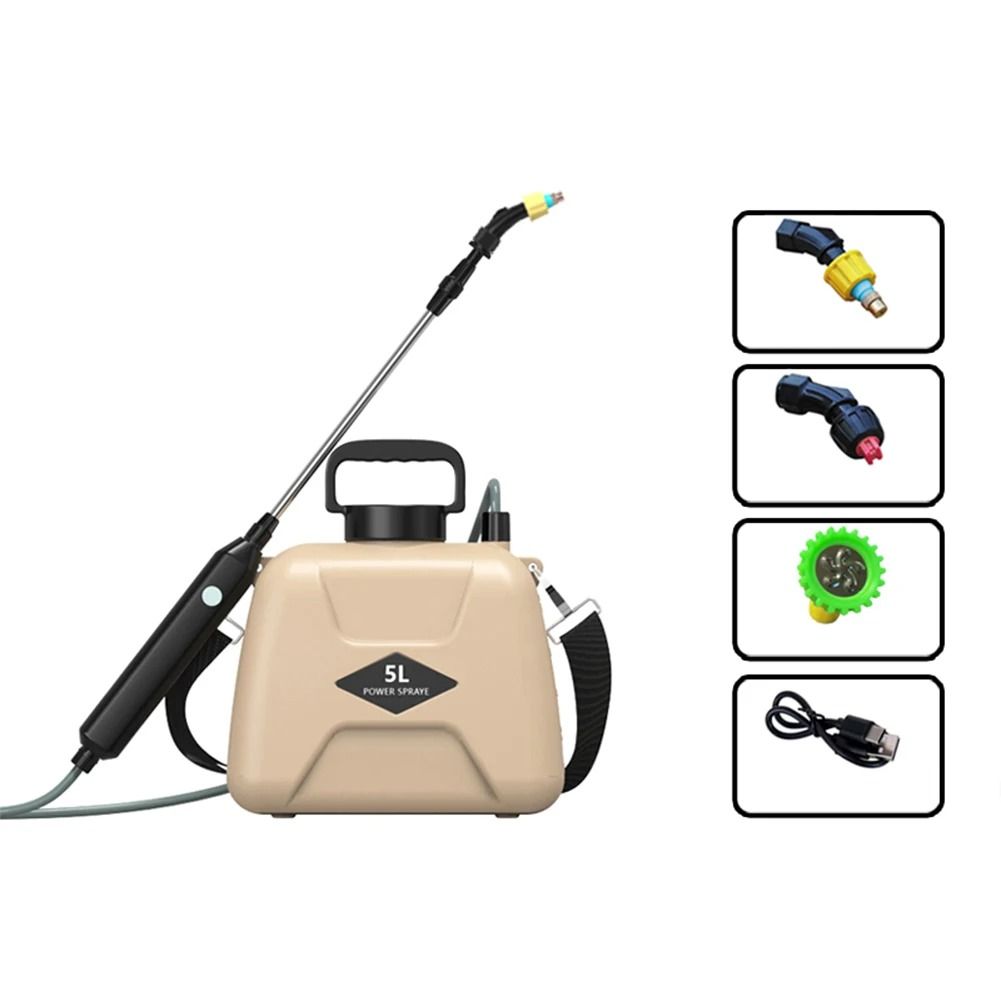 Rechargeable 5L Electric Garden Sprayer with 360 Degree Rotating Nozzle and Shoulder Strap