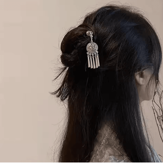 InkBloom Neo Chinese Flower Tassel Hair Stick for Women