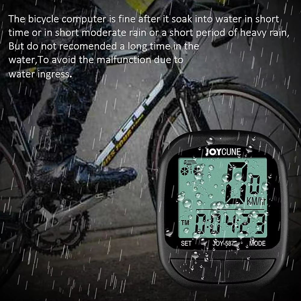 Waterproof Bike Computer with Wired Speedometer and Odometer – LED Display Cycling Stopwatch