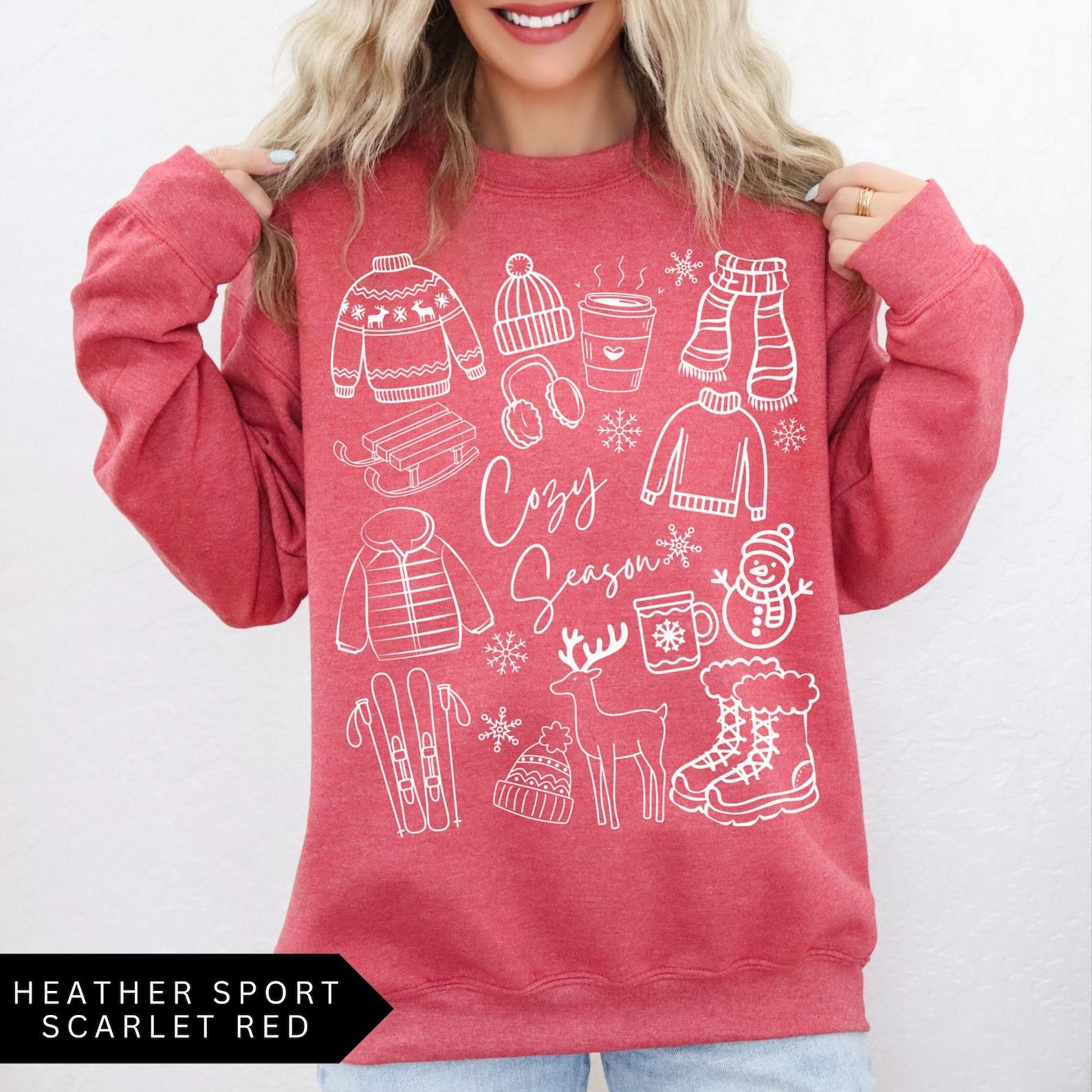 Cozy Season T shirt Winter Aesthetic Graphic Crewneck Cute Holiday Outfit Sweatshirt