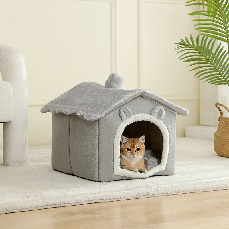 Foldable Pet House Removable Washable Cat House Puppy Cave Sofa Pet Bed