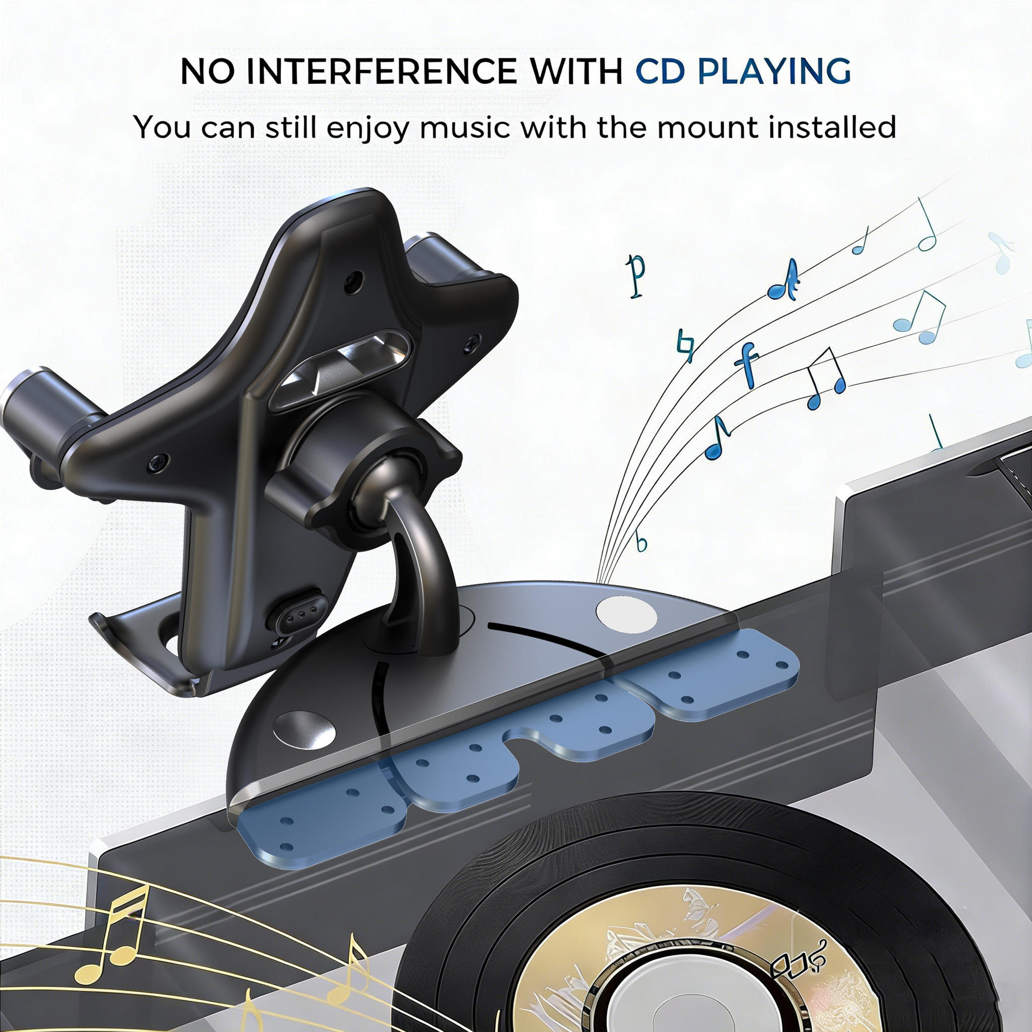 Sturdy CD Slot Phone Mount with One Hand Operation Design, Compatible with All Smartphone Mobile