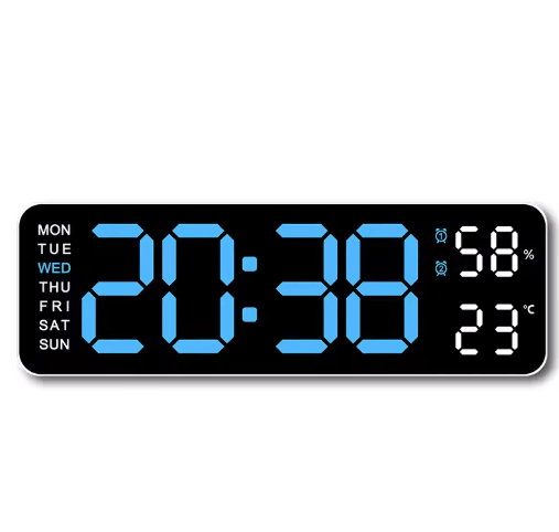 Smart LED Digital Wall Clock Silent Modern Display with Temperature & Calendar