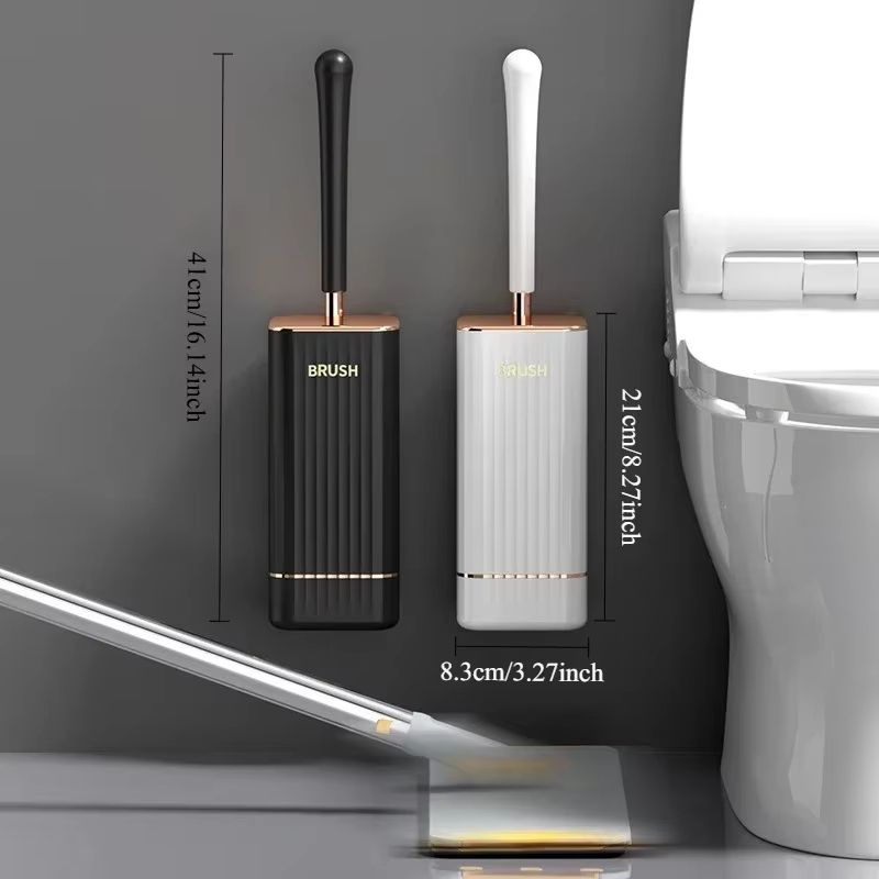 Silicone Golf Long-Handle Toilet Brush with Wall-Mounted Holder – 360° Flexible Head Bathroom Cleaner Set