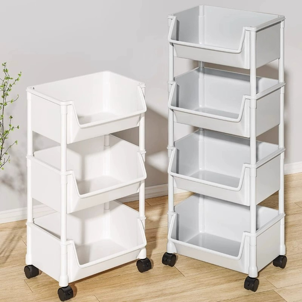 Multi-layer Mobile Storage Organizer Rack with Wheels for Kitchen Bedroom Living Room Snack and Book Storage