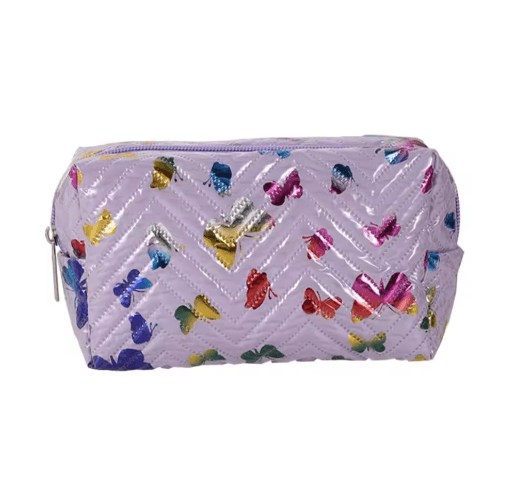 Glossy Butterfly PU Leather Pencil Case for Office & Study