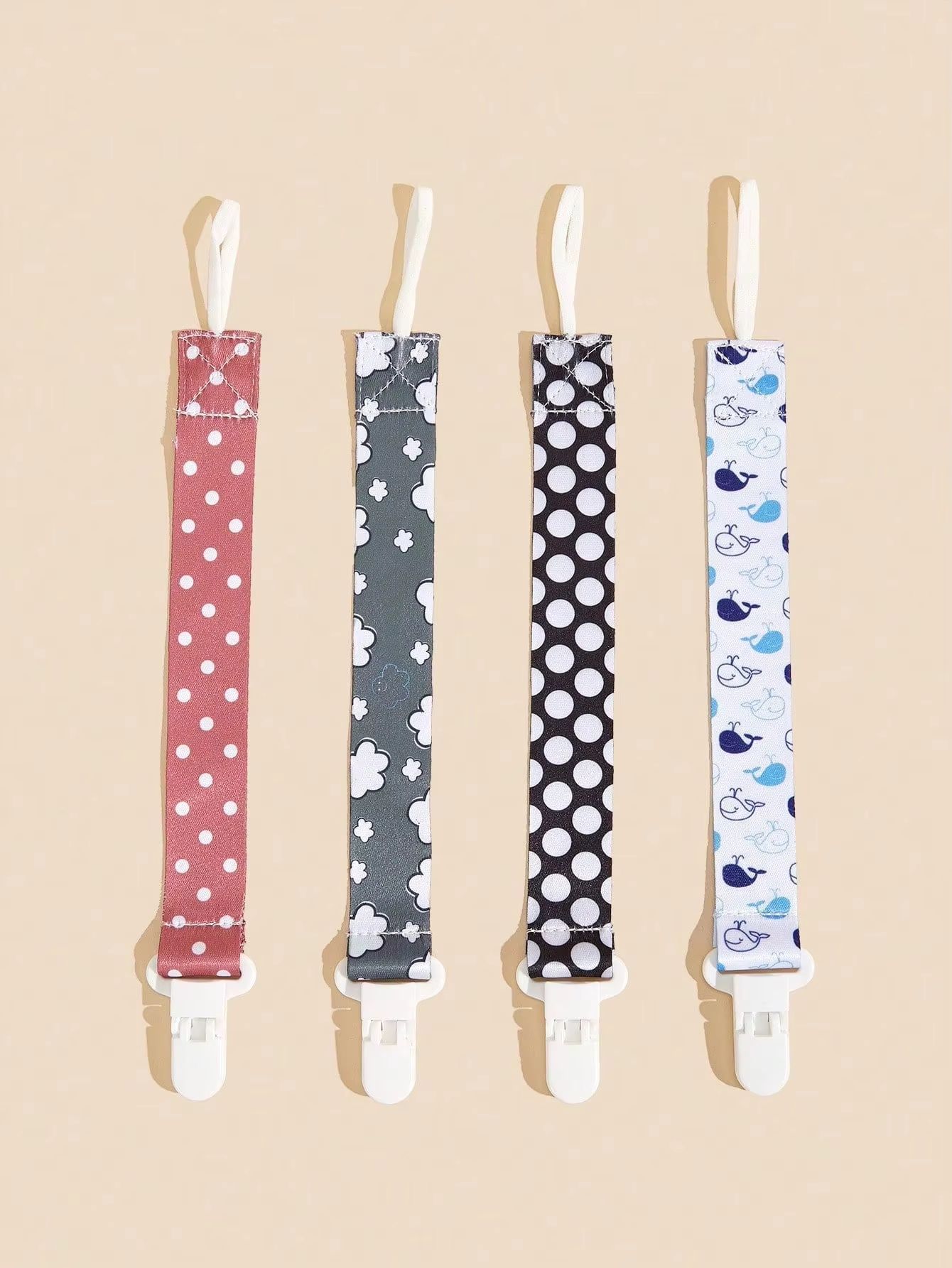 4-Piece Baby Pacifier Holder Clips with Universal Soother Chains