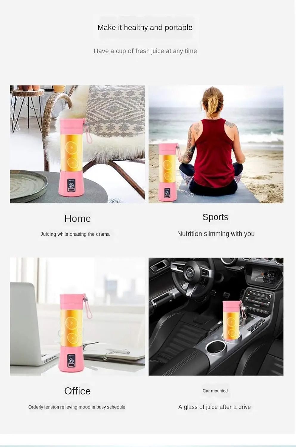 Portable Mini Electric Juicer USB Rechargeable Smoothie Blender