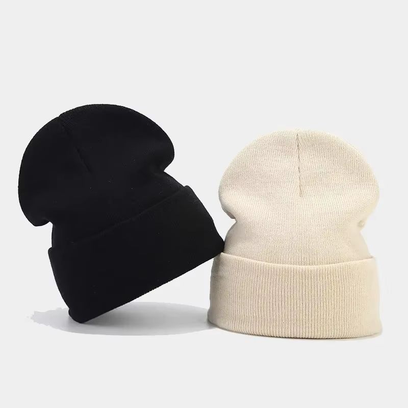 Solid Knitted Winter Beanie Hat for Men and Women