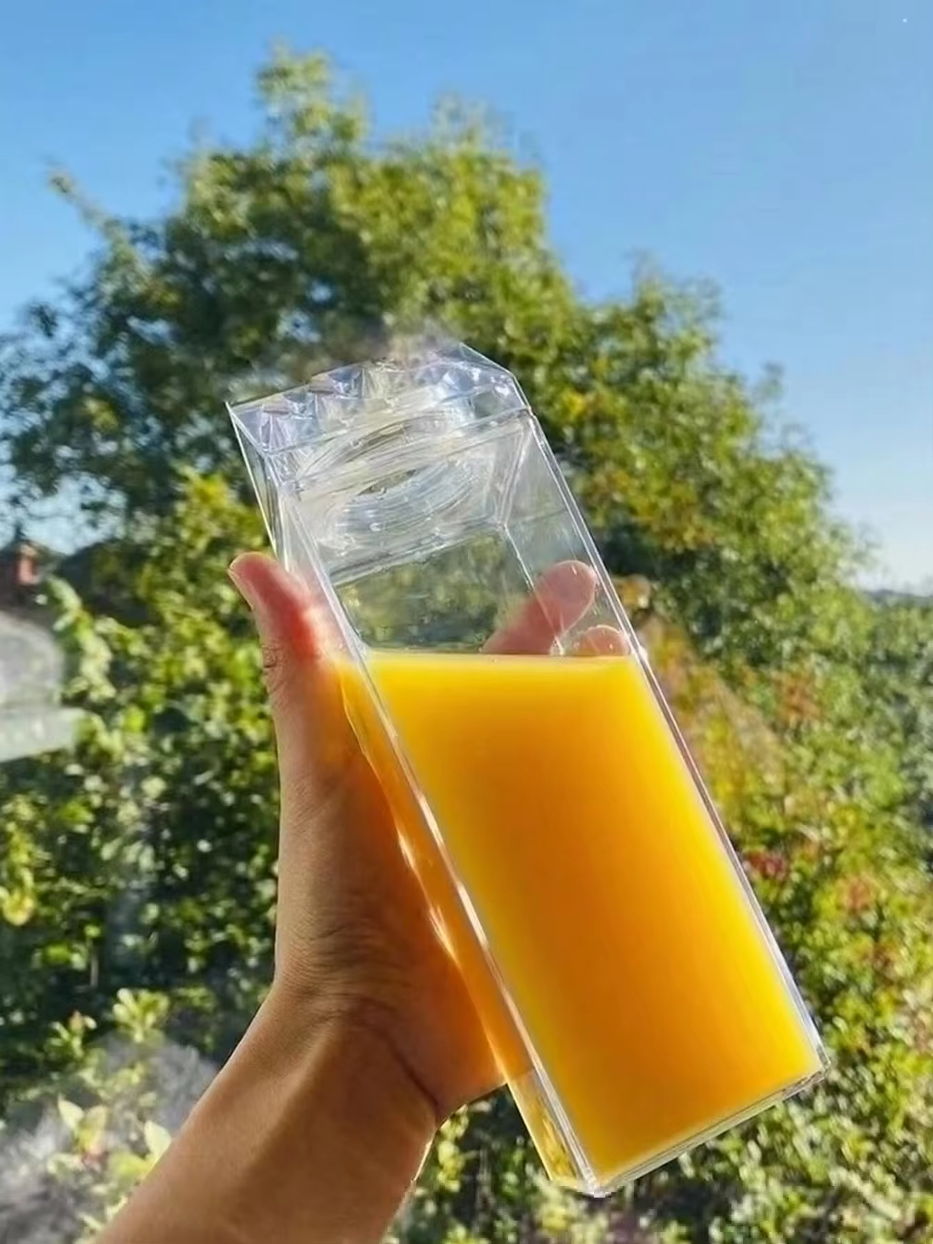 Portable Clear Box Milk Carton Water Bottle Transparent Plastic for Tea Juice Milk Bottles