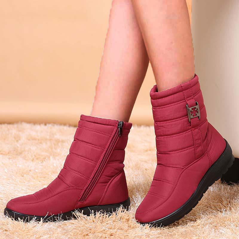 Warm Plush Women Boots Snow Round Toe Shoes, Stylish Zipper Ladies Winter Footwear for Comfort & Elegance
