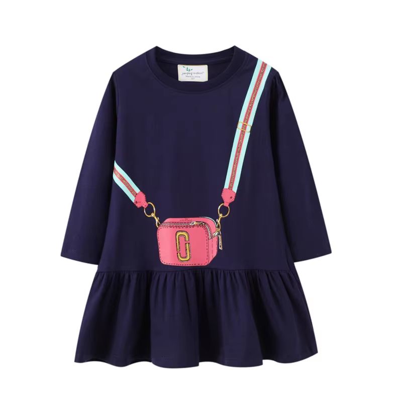 Jumping Meters Princess Girls Dress Bag Print Party Toddler Princess Dress Autumn Winter Girls Party Dress