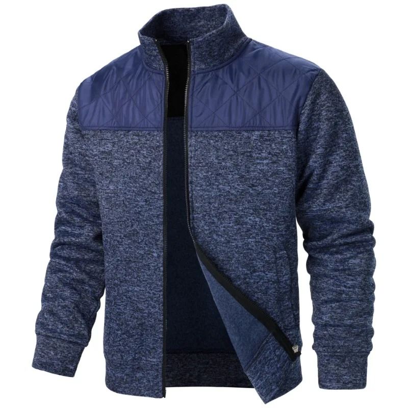 Men Patchwork Stand Collar Zip Up Sweatshirt Slim Fit Track Jacket