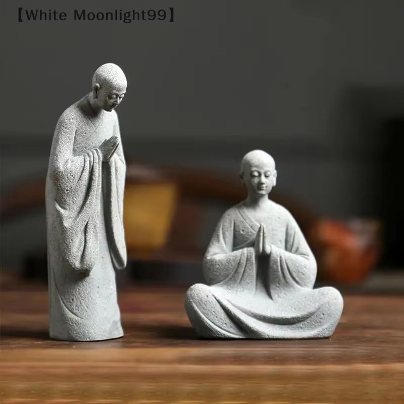 Wishing Monk Zen Garden Decor Set for Aquarium and Miniature Landscape Styling