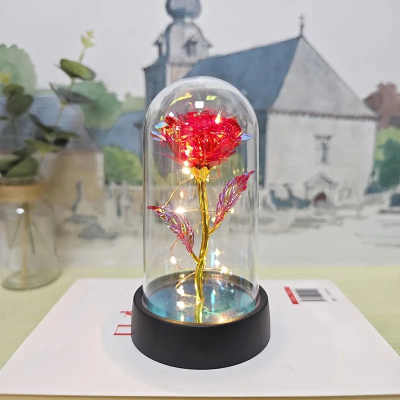 Eternal Rose LED Light Gift for Girlfriend Romantic Foil Flower Decor