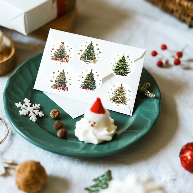 Merry Christmas Tree Sticker Roll 500pcs