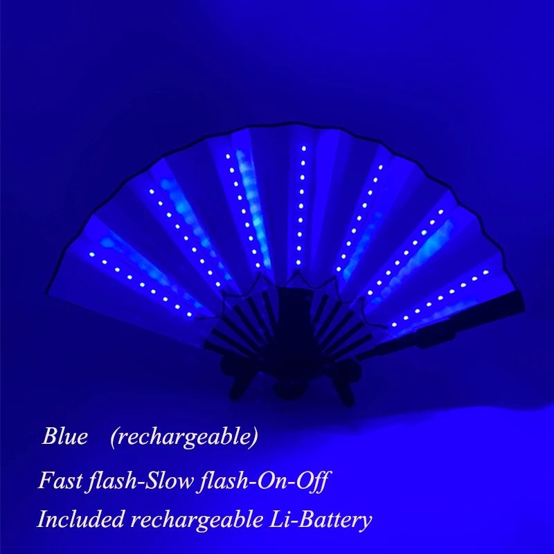 LED Folding Fan Light Up Hand Fan Glowing Party Festival Fan
