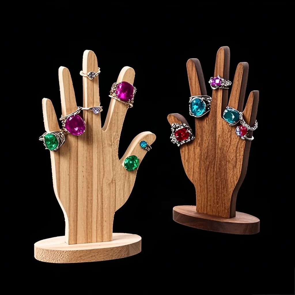 Hand Jewelry Display Stand Wooden Ring and Bracelet Holder