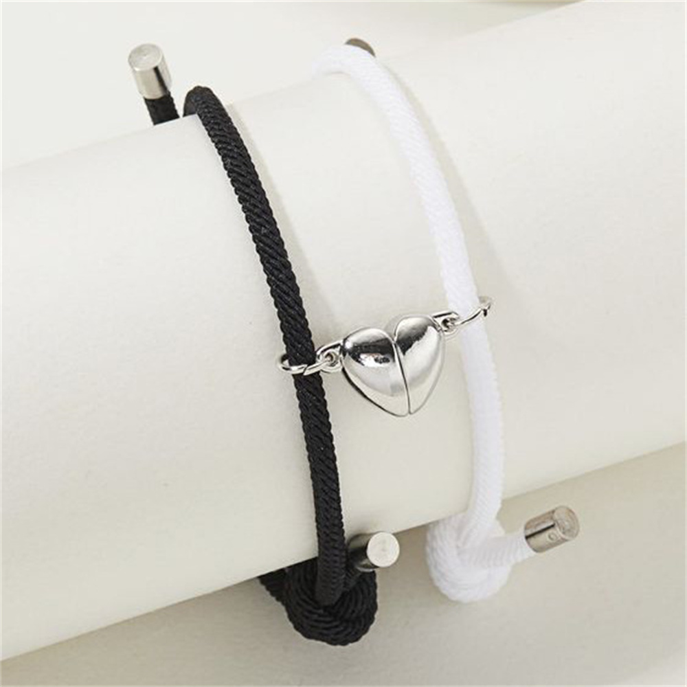 Natural Stone Heart Magnet Distance Couple Bracelets Beads Friendship Fashion Jewelry Gift